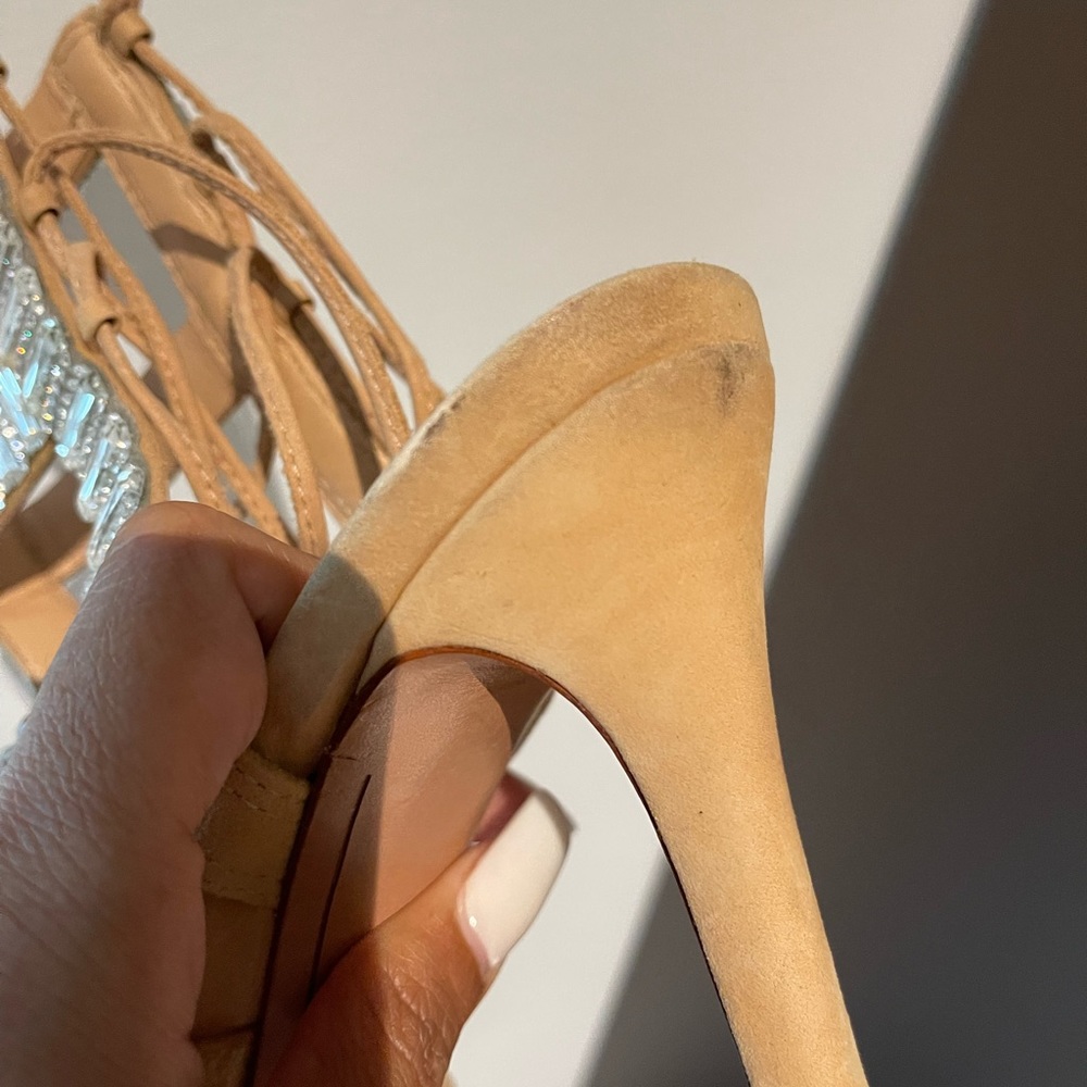 SCHUTZ Suede Paloma Wrap Heels, Color: Oyster, 40 EU/9 US Embellished St… - Picture 12 of 12